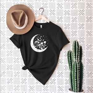 Moon Flowers Stars Shirt• Handmade • Made to order